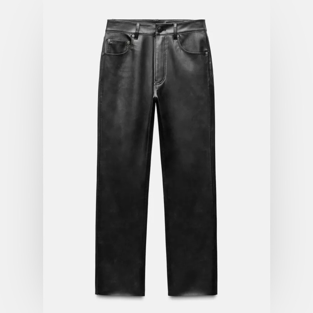 NWT ZW COLLECTION FAUX LEATHER HIGH-WAISTED BOOTCUT CROPPED PANTS SIZE 2
